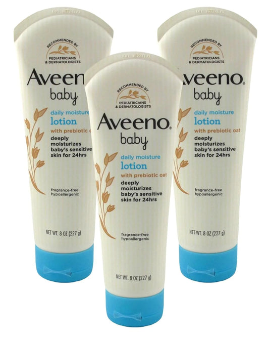 AVEENO Baby Fragrance Free Daily Moisture Lotion 8 oz (Pack of 3)