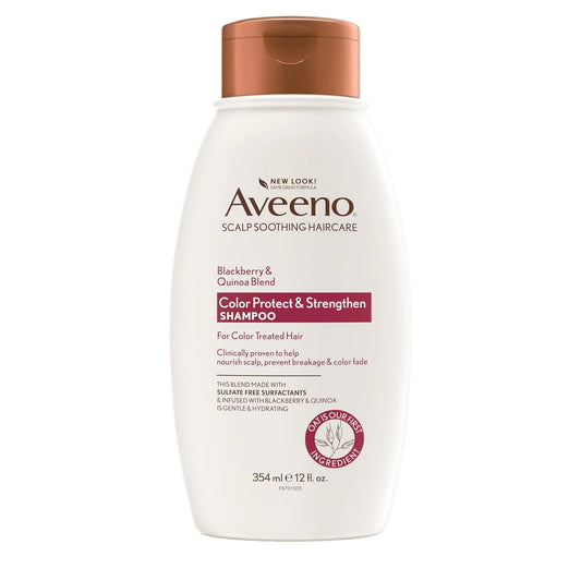 OGX Aveeno Color Protect Strengthen+ Blackberry Quinoa Shampoo, Fresh, 12 Fl Oz
