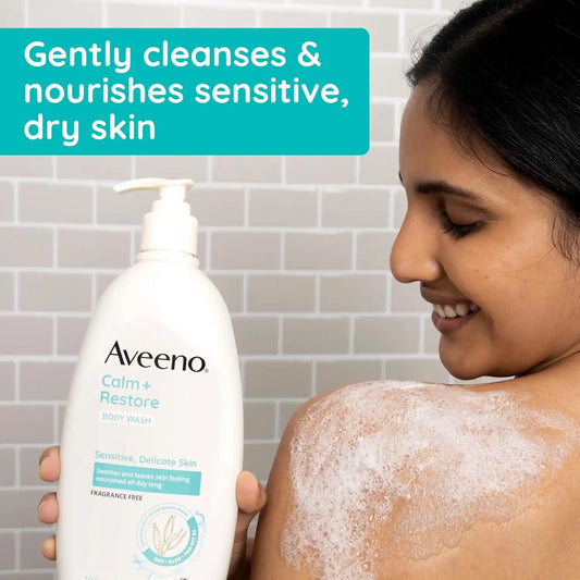 Aveeno Calm + Restore Daily Body Wash, Fragrance-Free, 18 fl. oz