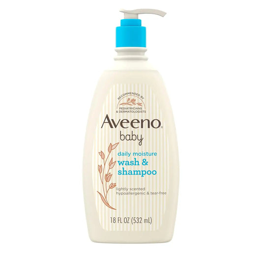 Aveeno Baby Daily Moisture Wash & Shampoo, Tear-Free, 18 fl. oz