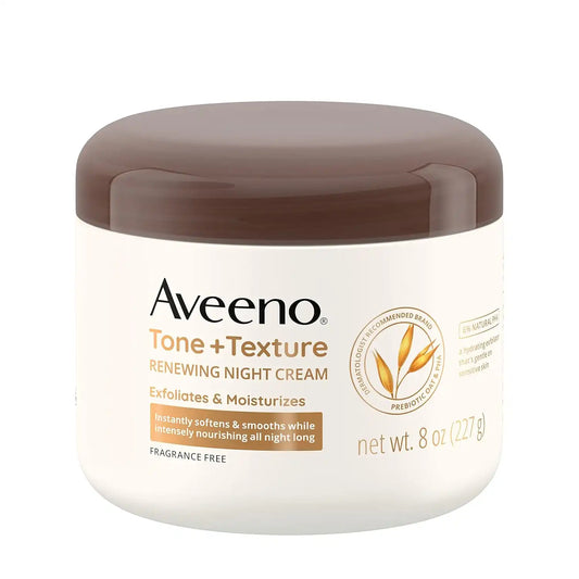 Aveeno Tone + Texture Renewing Body Night Cream, Fragrance Free, 8 oz