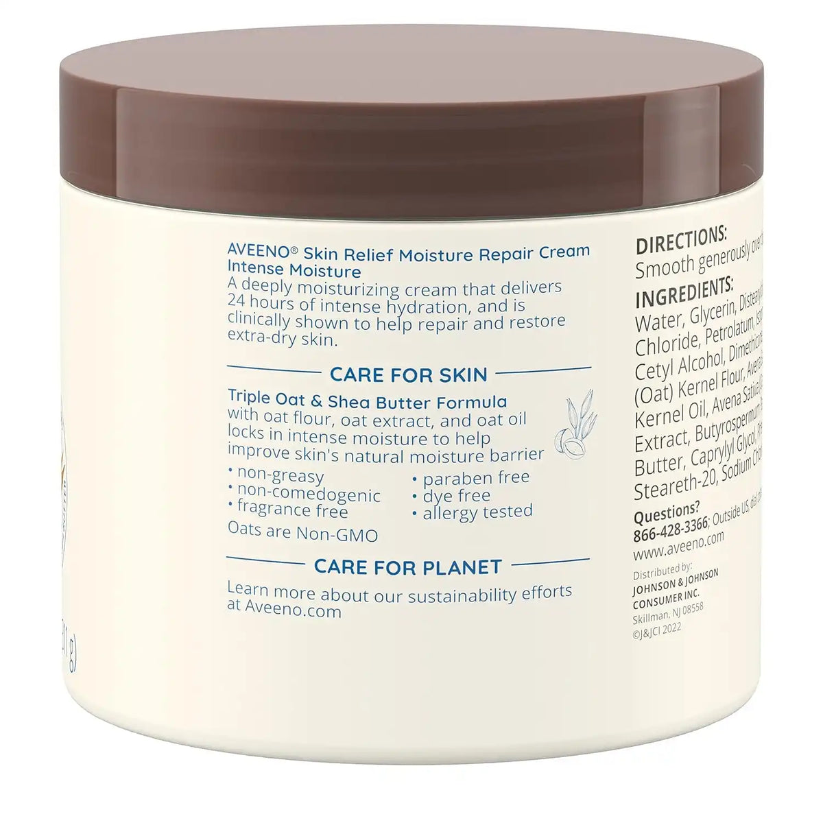Aveeno Skin Relief Intense Moisture Repair Body Cream with Triple Oat & Shea Butter Formula, Helps Relieve & Restore Extra-Dry Skin with Long-Lasting Moisture, Fragrance-Free, 11 oz- Pack of 2