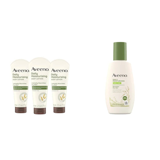 Aveeno Daily Moisturizing Body Lotion, Gentle Lotion Nourishes Dry Skin With Moisture & Daily Moisturizing Body Wash, 2 Ounce