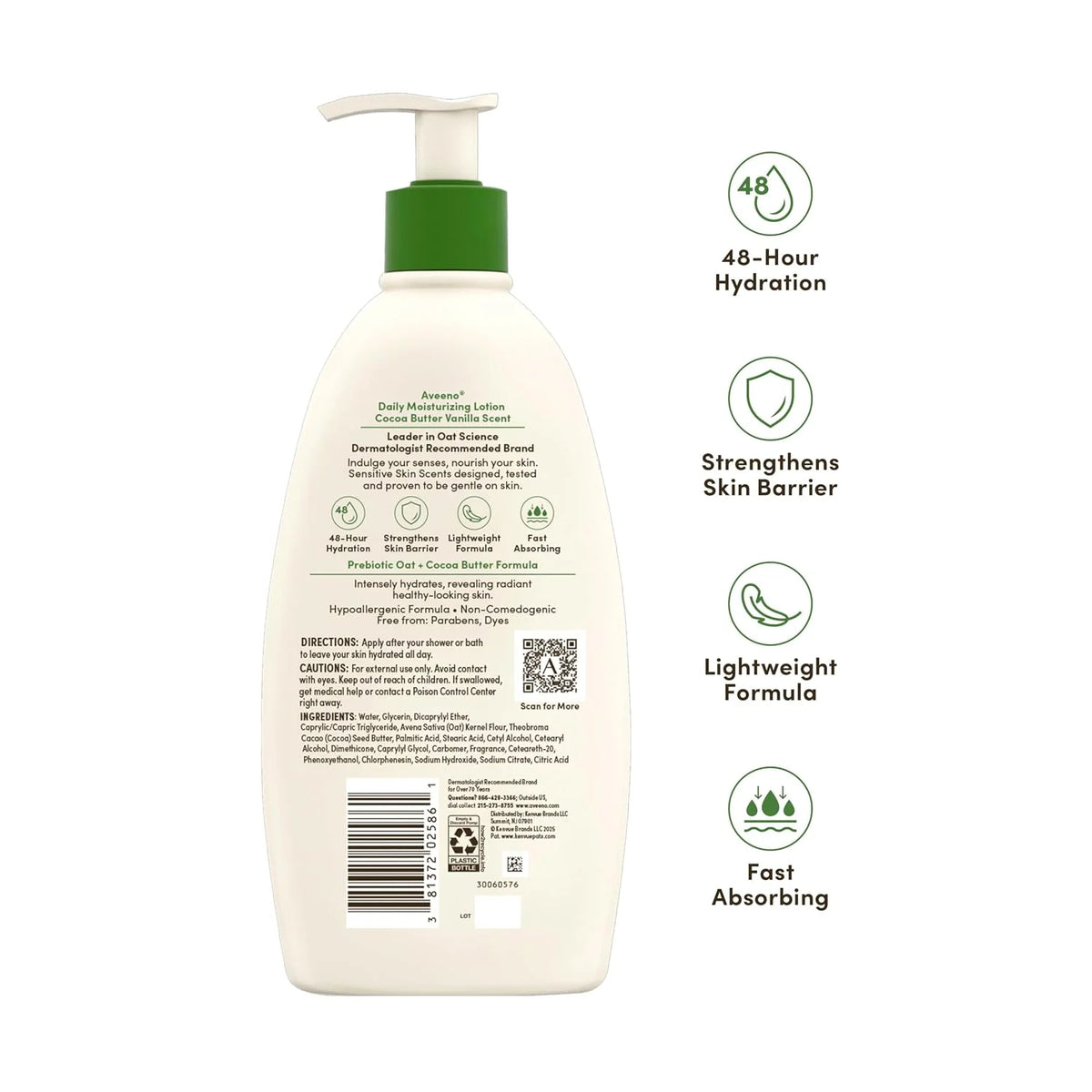 Aveeno Daily Moisturizing Lotion, Cocoa Butter Vanilla, 18 fl. oz