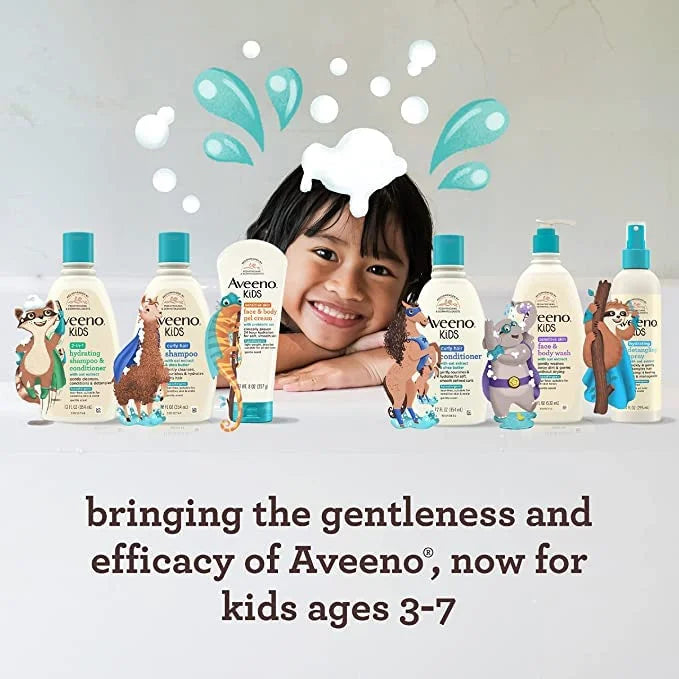 AVEENO BABY Kids Curly Hair Shampoo and Conditioner Set, 12 fl. Oz each with Oat Extract & Shea Butter, Hydrating, Hypoallergenic, Moisturizing for Defined Curls, Gentle for Kids' Developing Hair