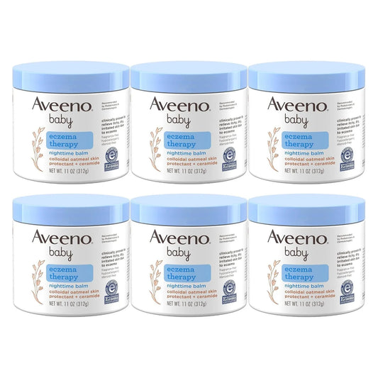 Aveeno Baby Eczema Therapy Night-Time Balm 11 Ounce Jar (325ml) (6 Pack)