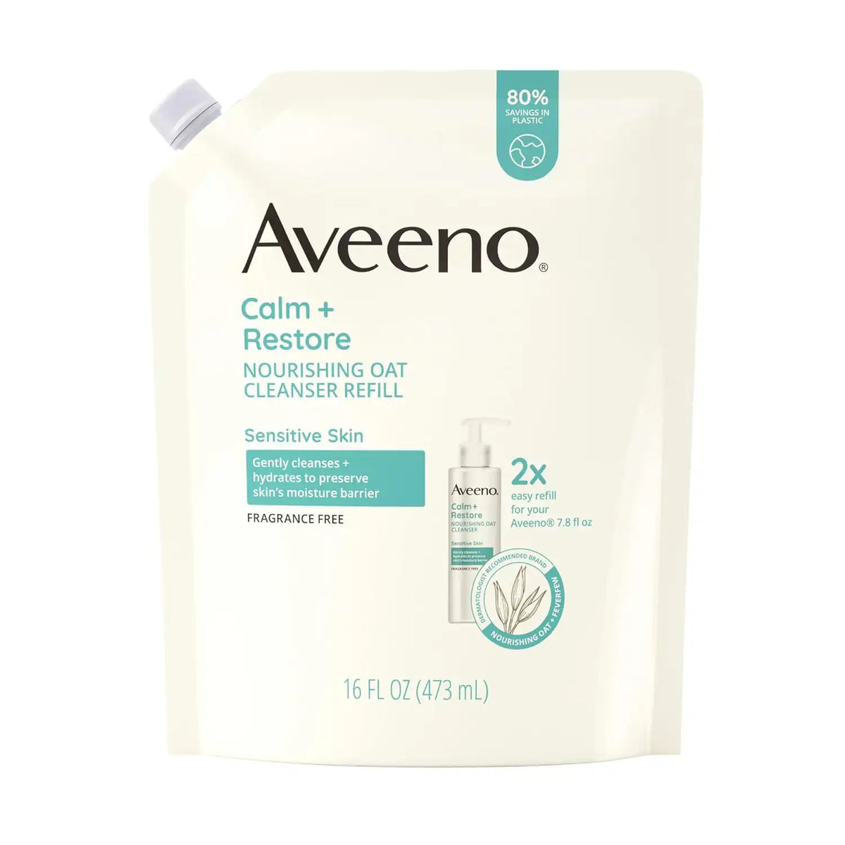 Aveeno Calm + Restore Facial Cleanser Refill Pouch, 16 fl. oz