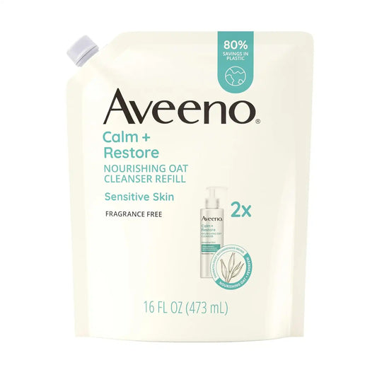 Aveeno Calm + Restore Facial Cleanser Refill Pouch, 16 fl. oz