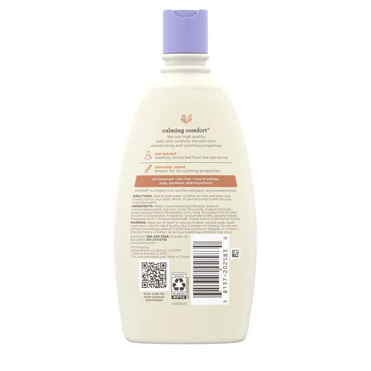 Aveeno Baby Calming Comfort Bath Body & Hair Wash, Lavender, 12 fl. oz