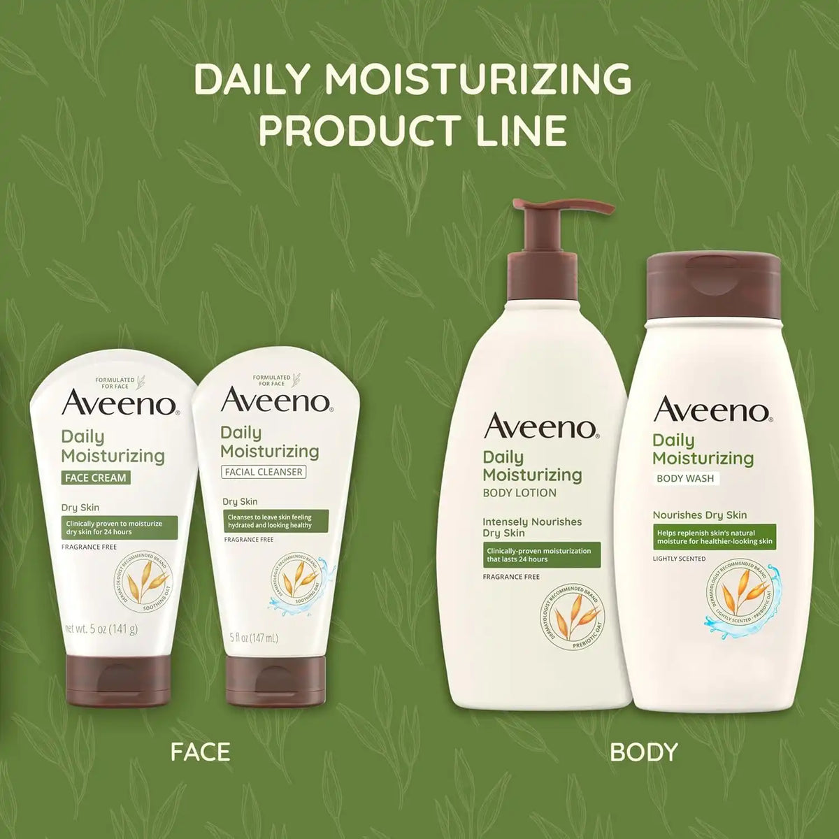 Aveeno Daily Moisturizing Facial Cleanser for Dry Skin,Gentle Face Cleanser with Soothing Oat for Skin that Feels Soft & Supple,Removes Dirt,Oil and Impurities,Fragrance Free,12 FL OZ,(Pack of 2)