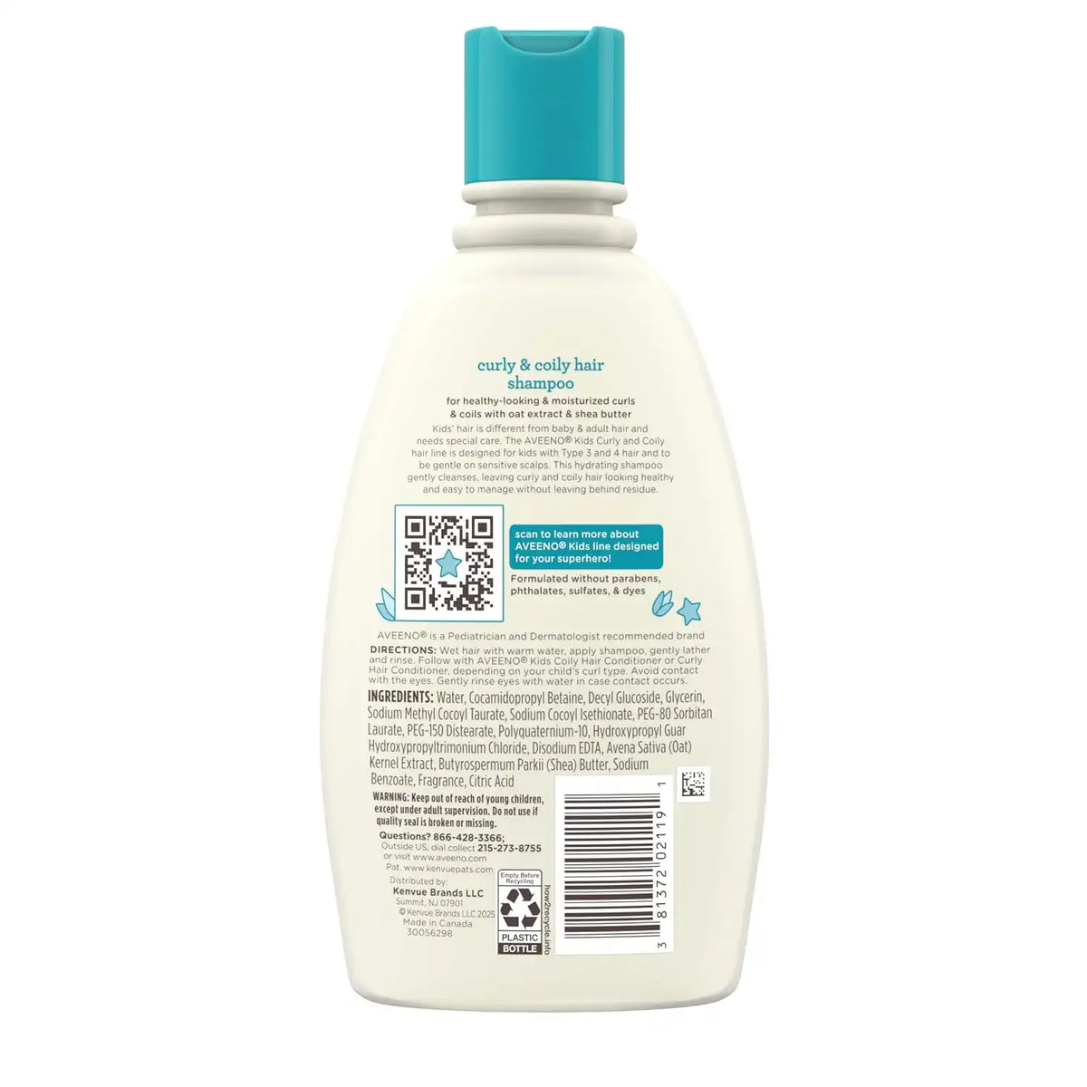 Aveeno Kids Curly & Coily Hair Shampoo, 12 Fl Oz (Pack of 12)