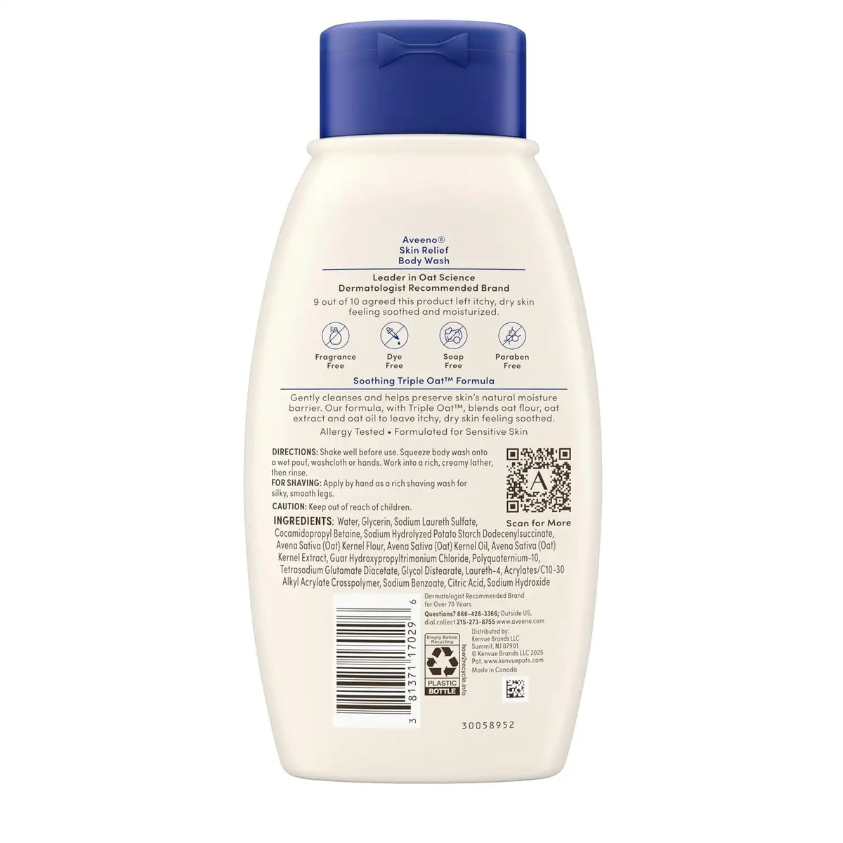 Aveeno Skin Relief Body Wash, Fragrance-Free, 12 fl. oz