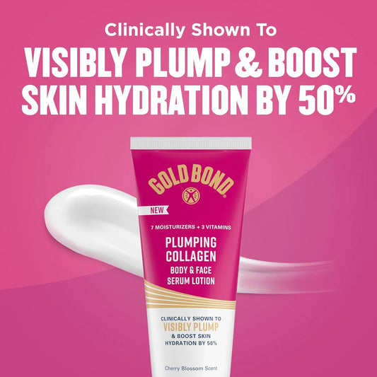 Gold Bond Plumping Collagen Body & Face Serum Lotion, Cherry Blossom Scent