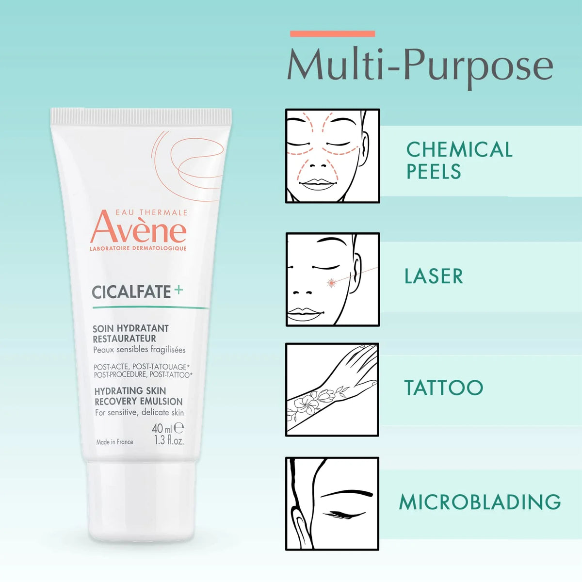 Avène Cicalfate+ Skin Recovery Emulsion, Post-Procedure, 1.3 Fl Oz