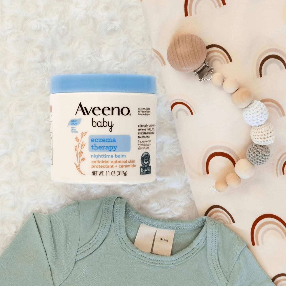 Aveeno Baby Eczema Therapy Nighttime Balm, Fragrance Free, Travel Size, 1oz