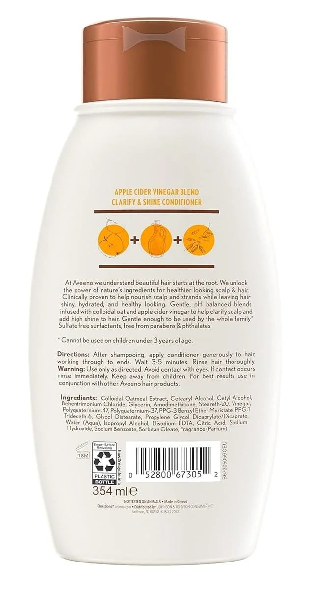 Aveeno Conditioner Apple Cider Vinegar Blend 12 Ounce (Pack of 2)