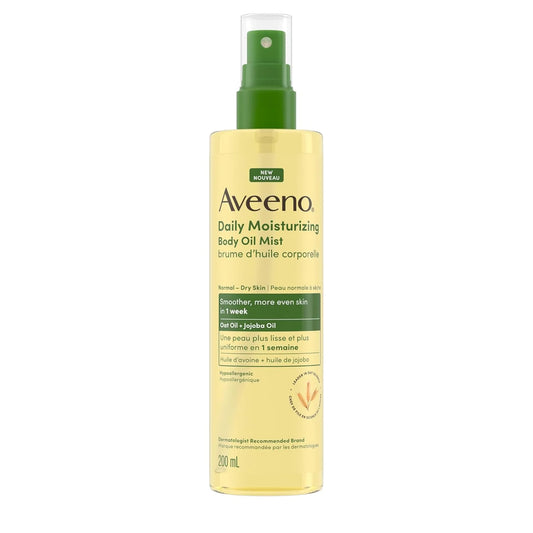 Aveeno Daily Moisturizing Oil Mist - Dry Skin, Sensitive Skin - Oat, Jojoba Oil - Hypoallergenic Body Oil - 200mL