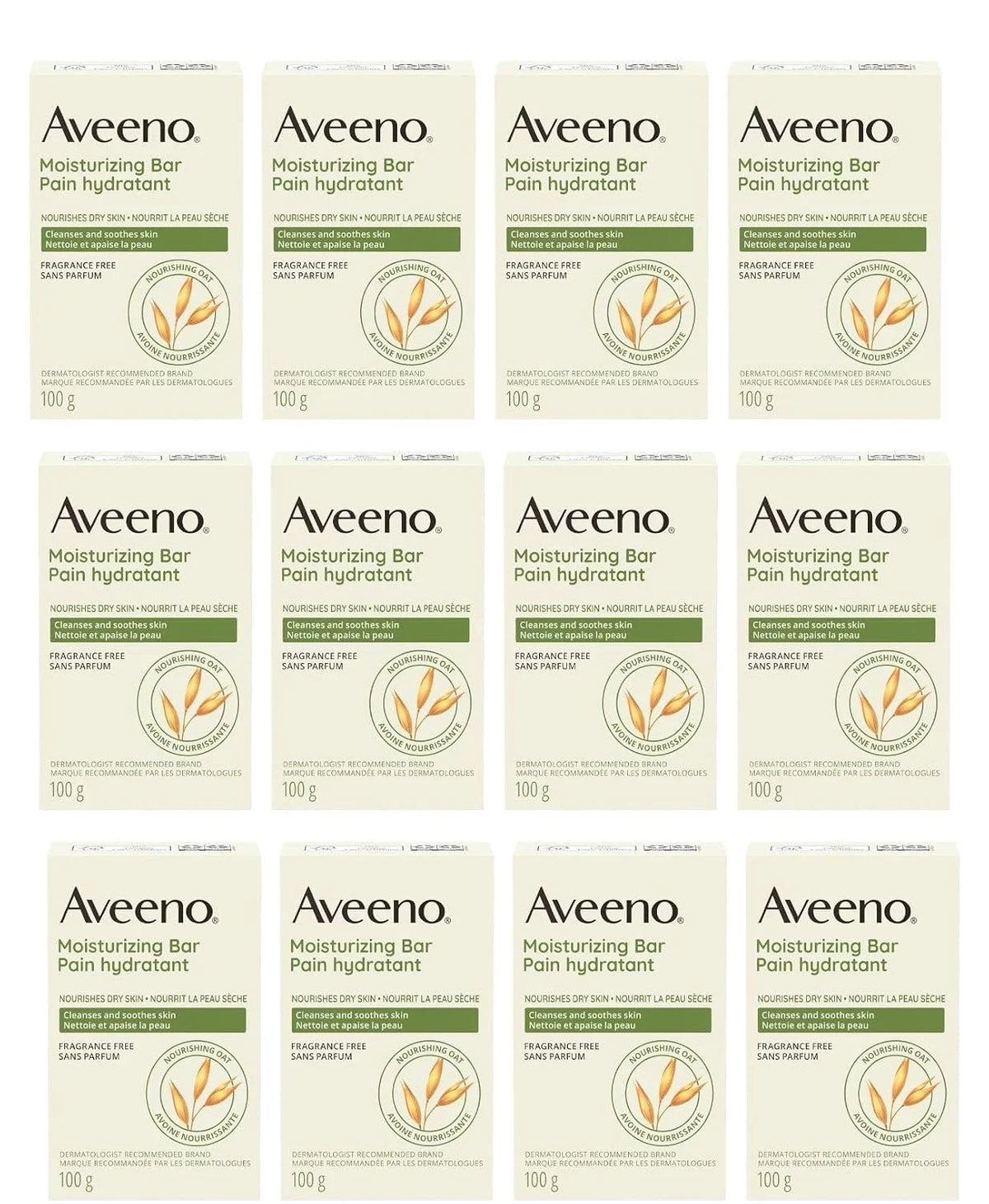 AVEENO Naturals Moisturizing Bar for Dry Skin 3.50 oz (Pack of 8)