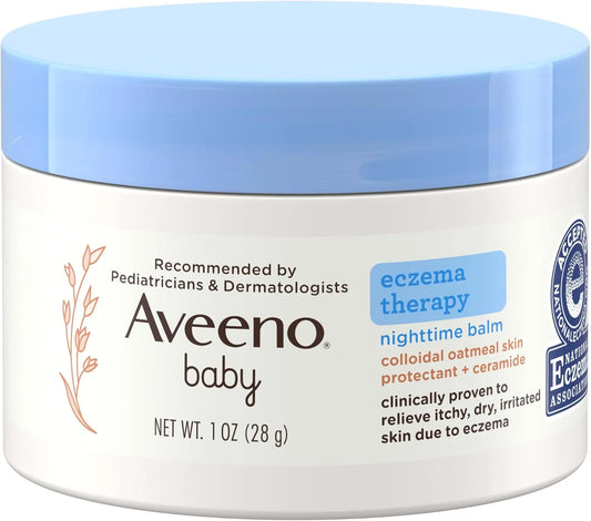Aveeno Baby Eczema Therapy Nighttime Balm, Fragrance Free, Travel Size, 1oz