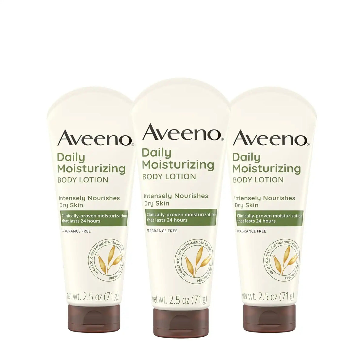 Aveeno Daily Moisturizing Body Lotion, Fragrance-Free, 2.5 fl. oz, 3 Pack