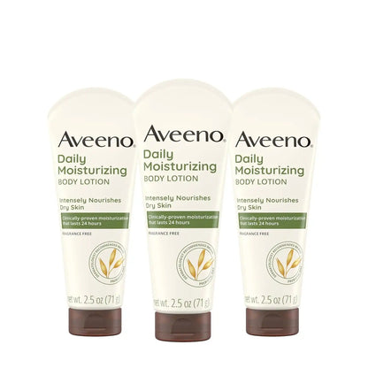 Aveeno Daily Moisturizing Body Lotion, Fragrance-Free, 2.5 fl. oz, 3 Pack