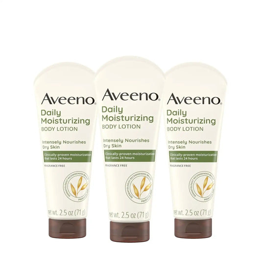 Aveeno Daily Moisturizing Body Lotion, Fragrance-Free, 2.5 fl. oz, 3 Pack
