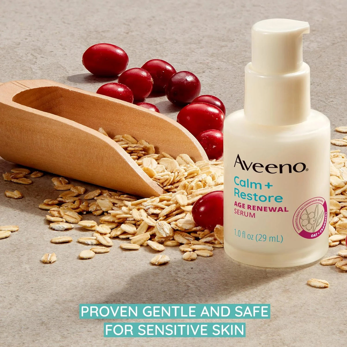 Aveeno Calm + Restore Age Renewal Face Serum, Fragrance Free, 1.0 fl oz