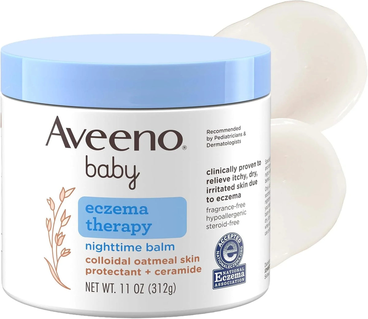 Aveeno Baby Eczema Therapy Nighttime Balm, Fragrance Free, Travel Size, 1oz