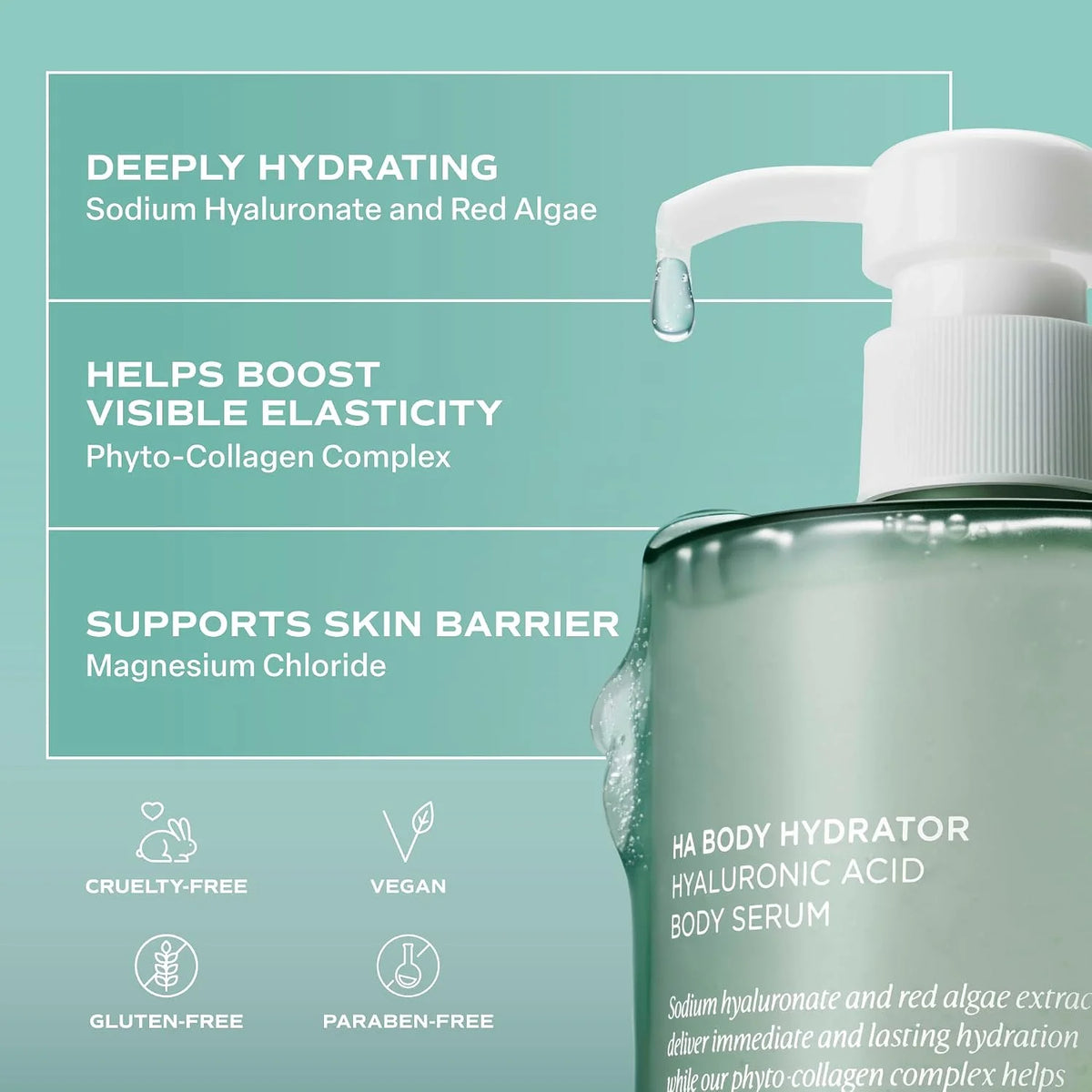 Saltair Hyaluronic Acid Body Serum | Fragrance-Free HA Hydrator | 13 oz
