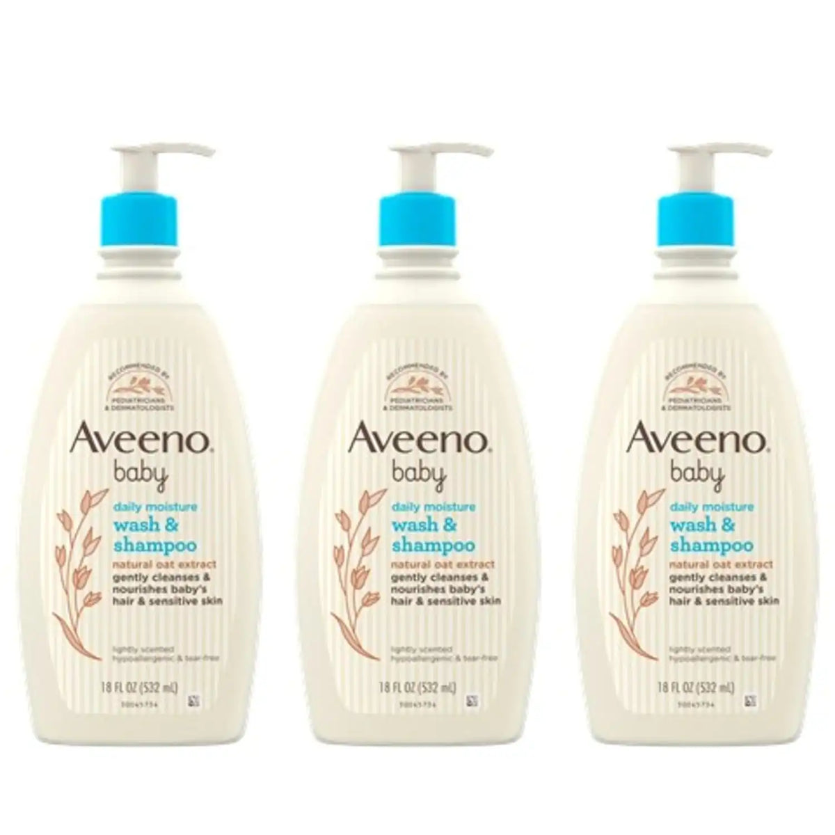 Aveeno Baby Gentle Body Wash & Shampoo, 3 Pack, 3 x 18 fl. oz