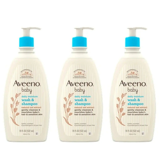 Aveeno Baby Gentle Body Wash & Shampoo, 3 Pack, 3 x 18 fl. oz