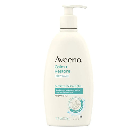 Aveeno Calm + Restore Daily Body Wash, Fragrance-Free, 18 fl. oz
