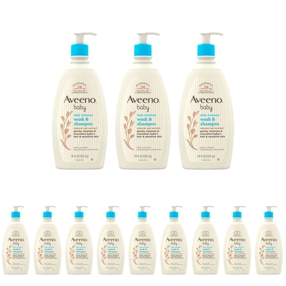 Aveeno Baby Gentle Body Wash & Shampoo, 3 Pack, 3 x 18 fl. oz