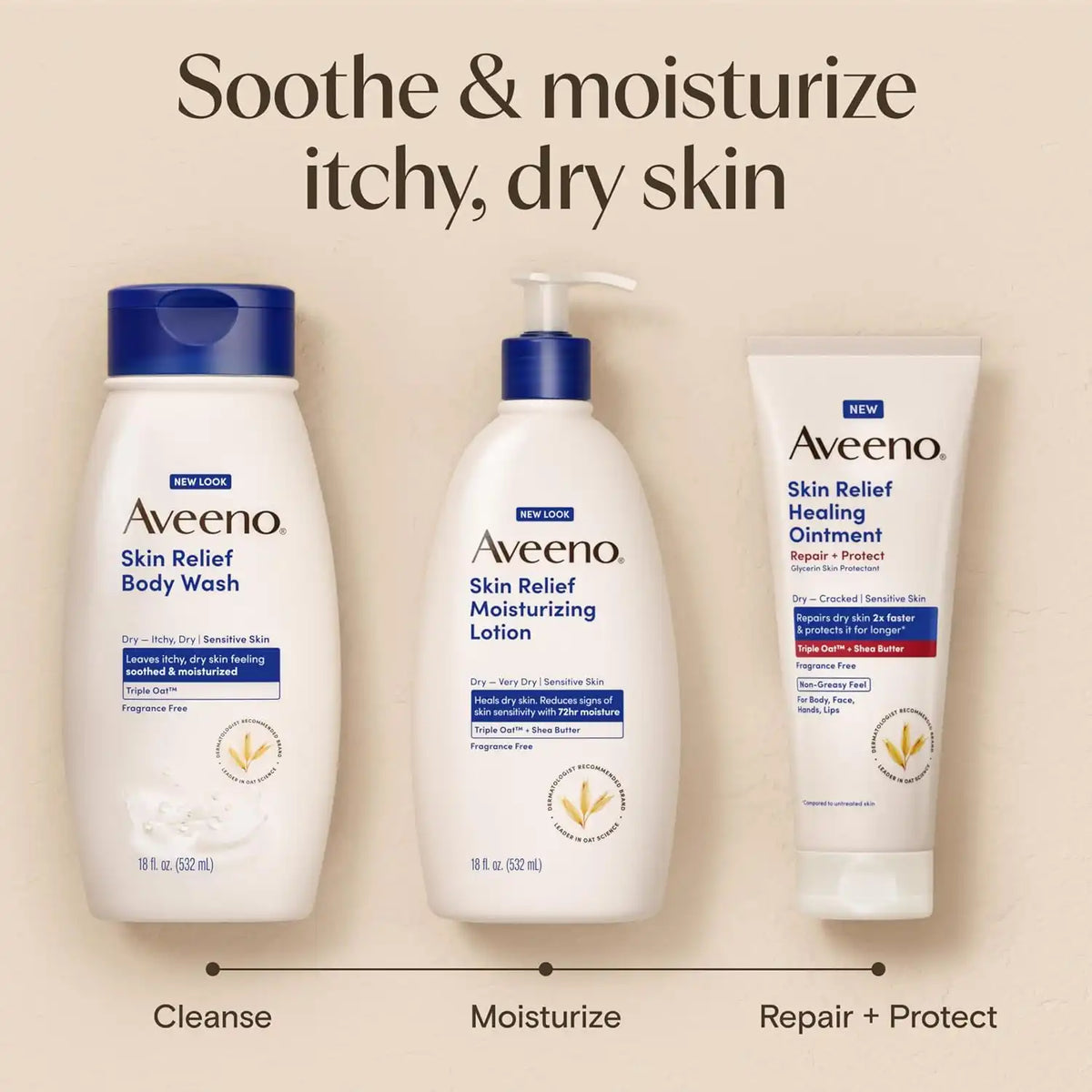 Aveeno Skin Relief Overnight Intense Moisture Cream, 7.3 oz, 3 Pack
