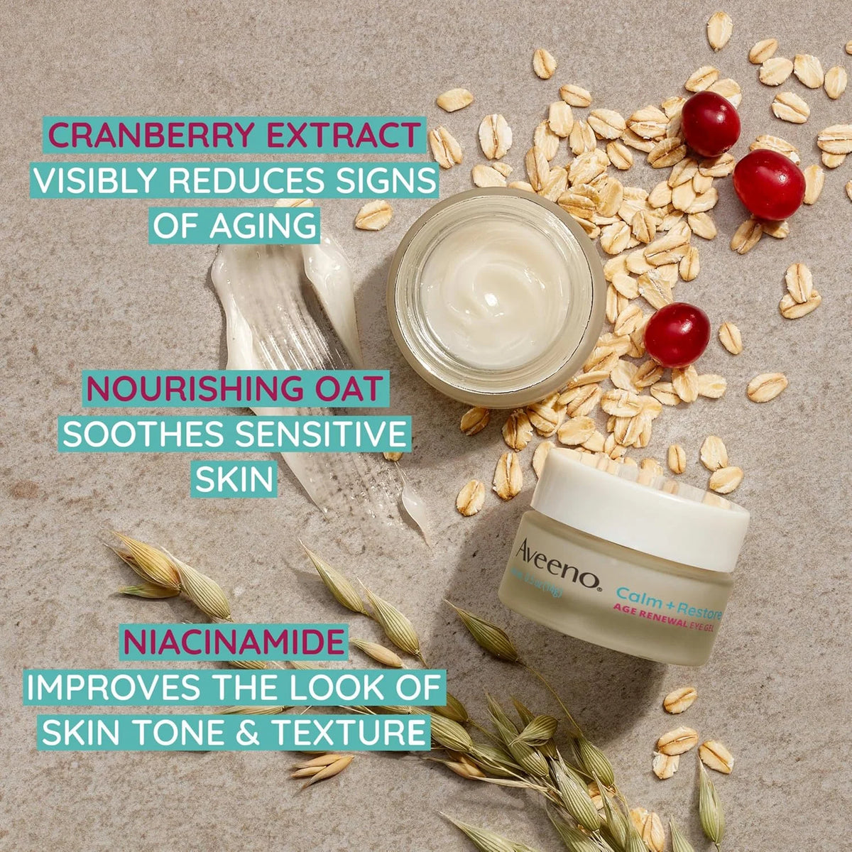 Aveeno Calm + Restore Age Renewal Eye Gel, Fragrance Free, 0.5 oz