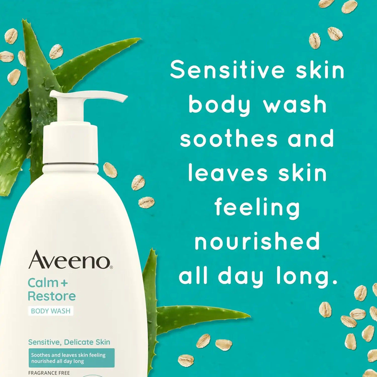 Aveeno Calm + Restore Daily Body Wash, Fragrance-Free, 18 fl. oz