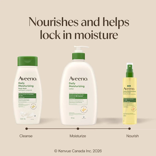 Aveeno Daily Moisturizing Oil Mist - Dry Skin, Sensitive Skin - Oat, Jojoba Oil - Hypoallergenic Body Oil - 200mL
