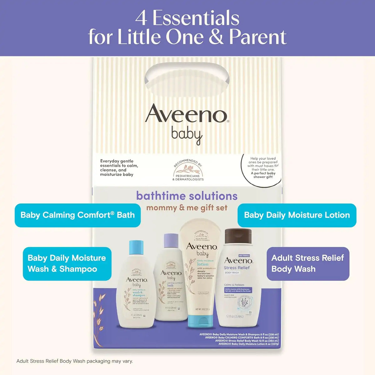 Aveeno Baby Bathtime Solutions Mommy & Me Gift Set, 4 Items