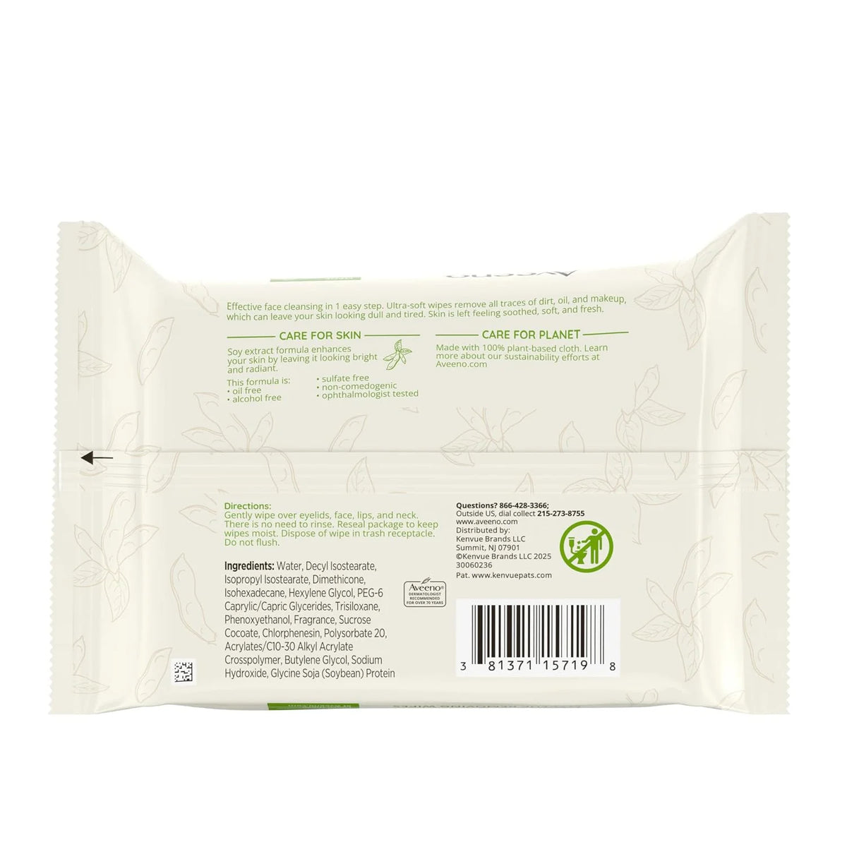 Aveeno Positively Radiant Makeup Remover Wipes, Twin Pack, 2 x 25 Ct