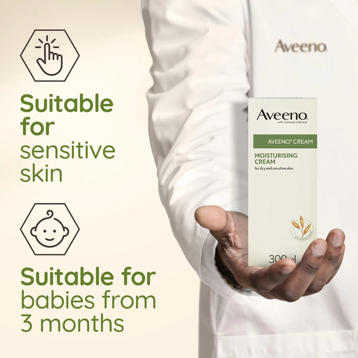 Aveeno Moisturising Cream for Dry and Sensitive Skin (1x 300ml)