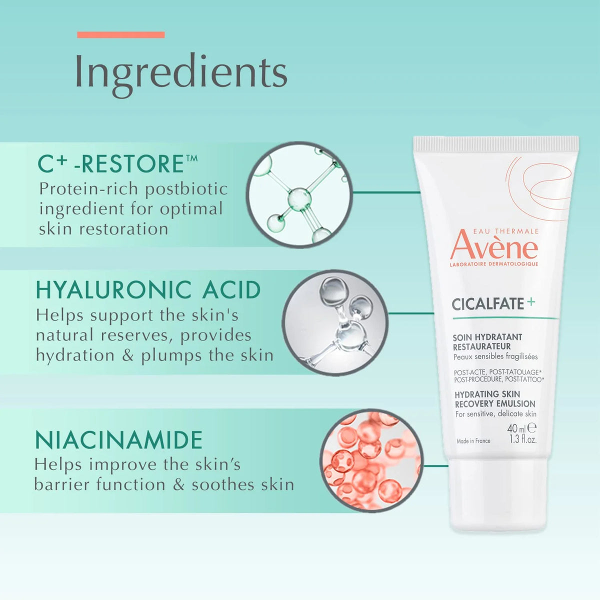 Avène Cicalfate+ Skin Recovery Emulsion, Post-Procedure, 1.3 Fl Oz