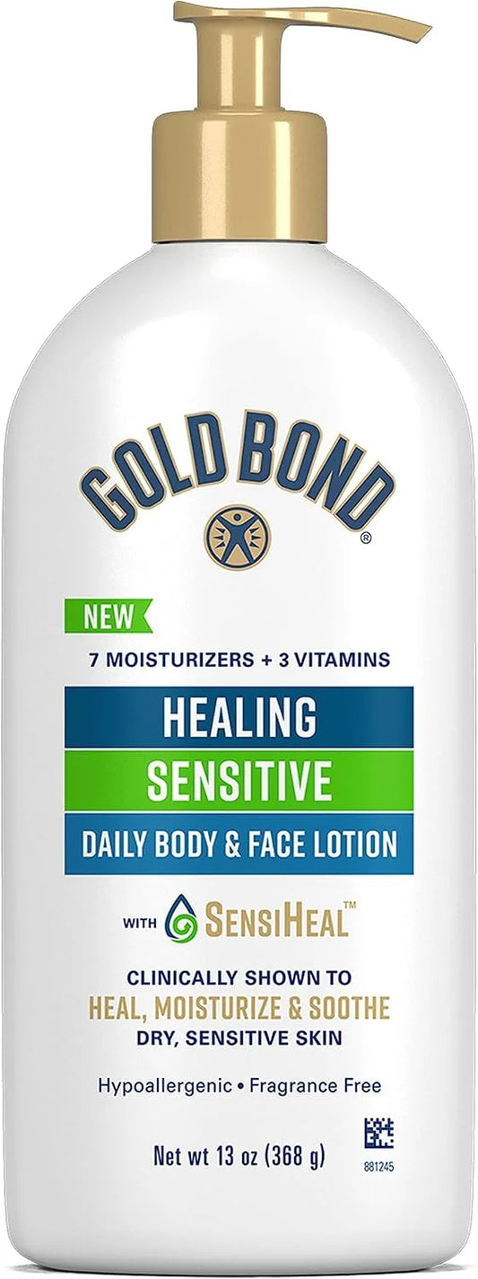 Gold Bond Healing Sensitive Daily Body & Face Lotion for Women & Men, 13 oz