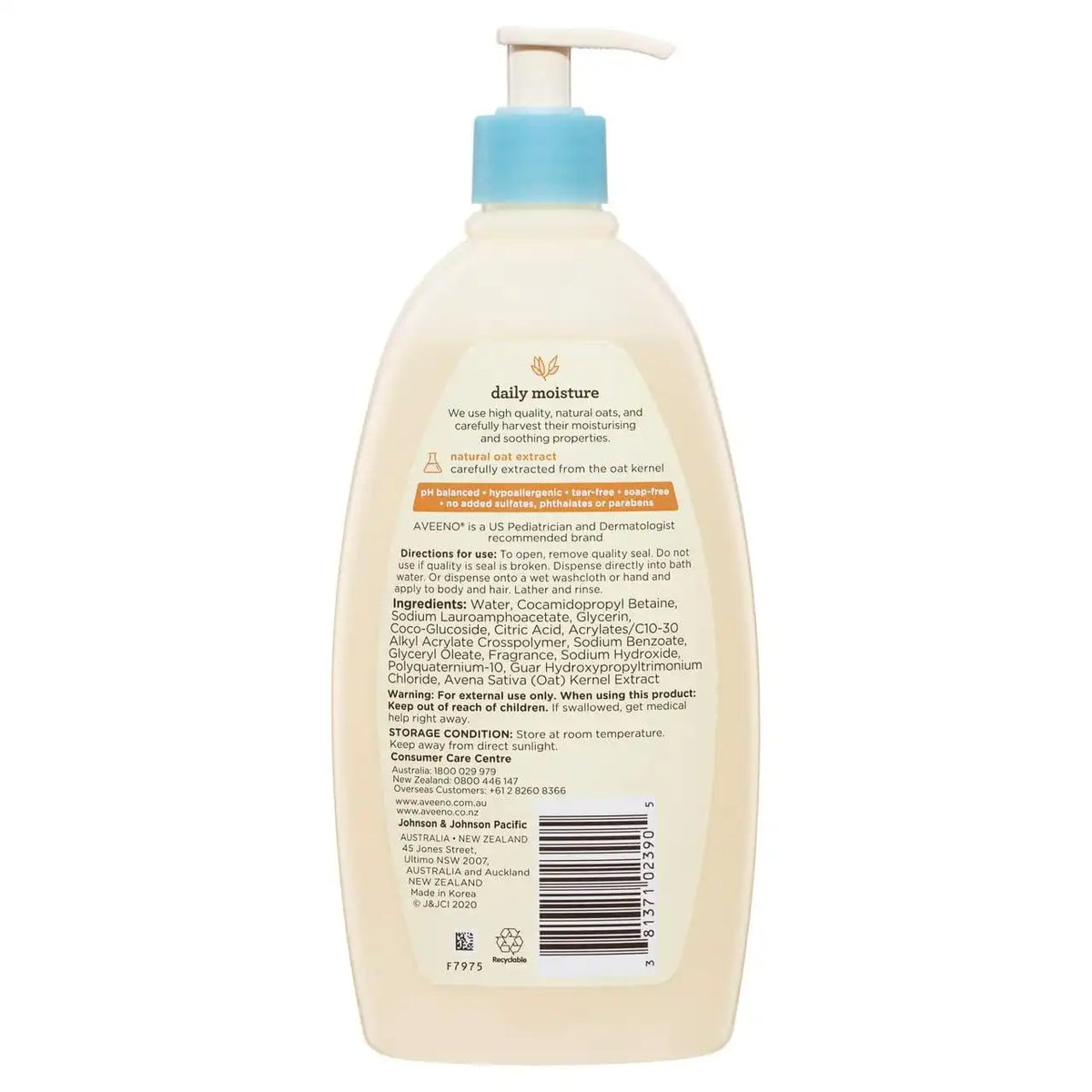 Aveeno Baby Gentle Wash & Shampoo with Natural Oat Extract, Tear-Free, 18 Fl Oz, Pack of 4