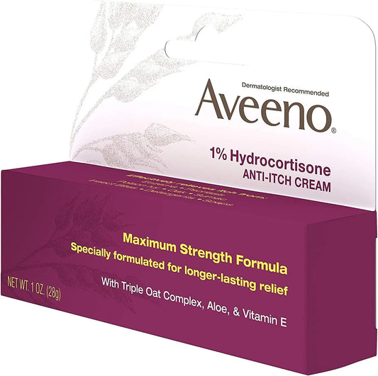 Aveeno 1% Hydrocortisone Anti-Itch Cream, 1 Oz (Pack of 3)