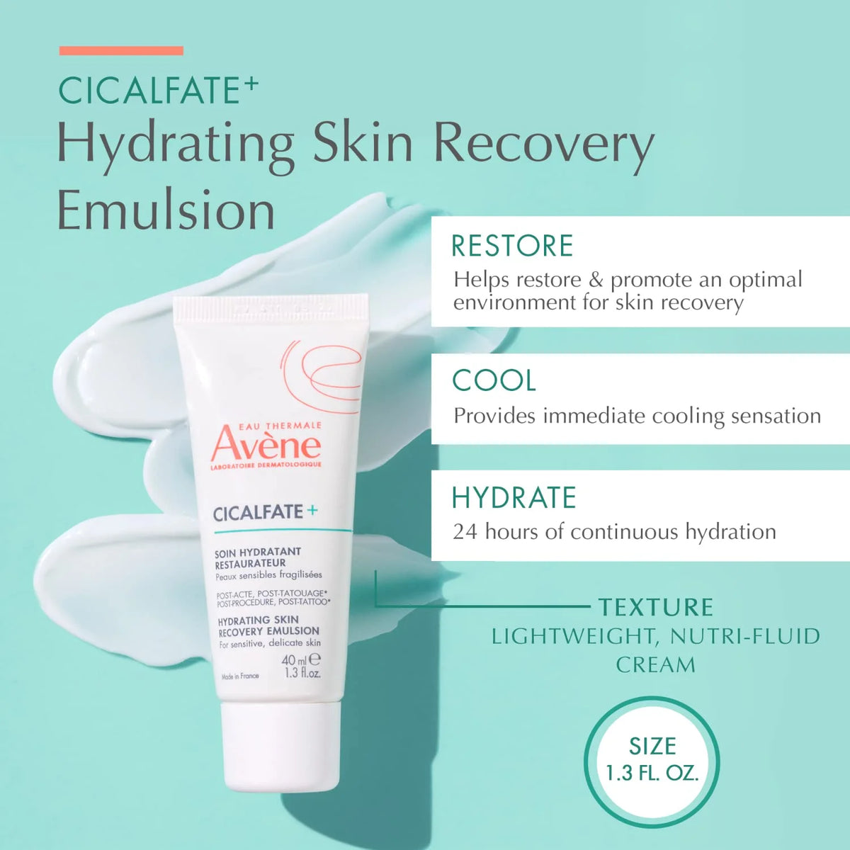 Avène Cicalfate+ Skin Recovery Emulsion, Post-Procedure, 1.3 Fl Oz