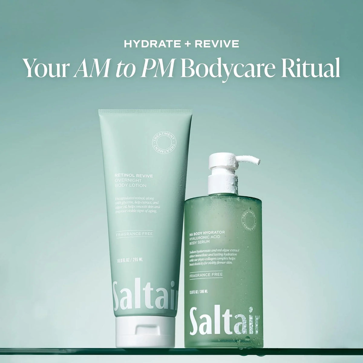Saltair Hyaluronic Acid Body Serum | Fragrance-Free HA Hydrator | 13 oz