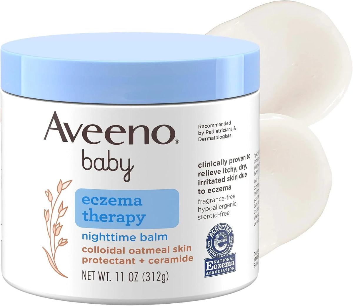 Aveeno Baby Eczema Therapy Nighttime Balm, Fragrance Free, Travel Size, 1oz