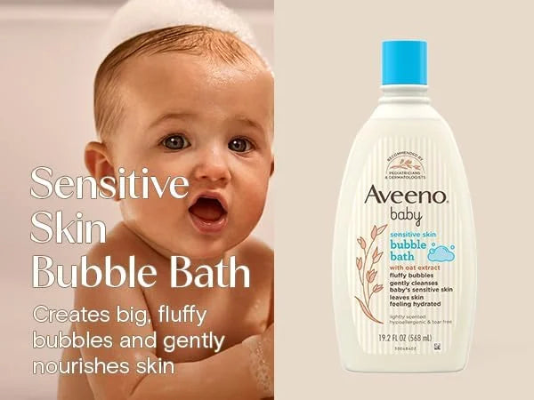 Aveeno Baby Sensitive Skin Bubble Bath with Oat Extract, 19.2 fl oz