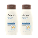 Aveeno Skin Relief Fragrance-Free Body Wash with Triple Oat Formula, Gentle Daily Cleanser for Sensitive Skin Leaves Dry Skin Feeling Moisturized, Sulfate-Free, 18 fl. oz, 2 Pack