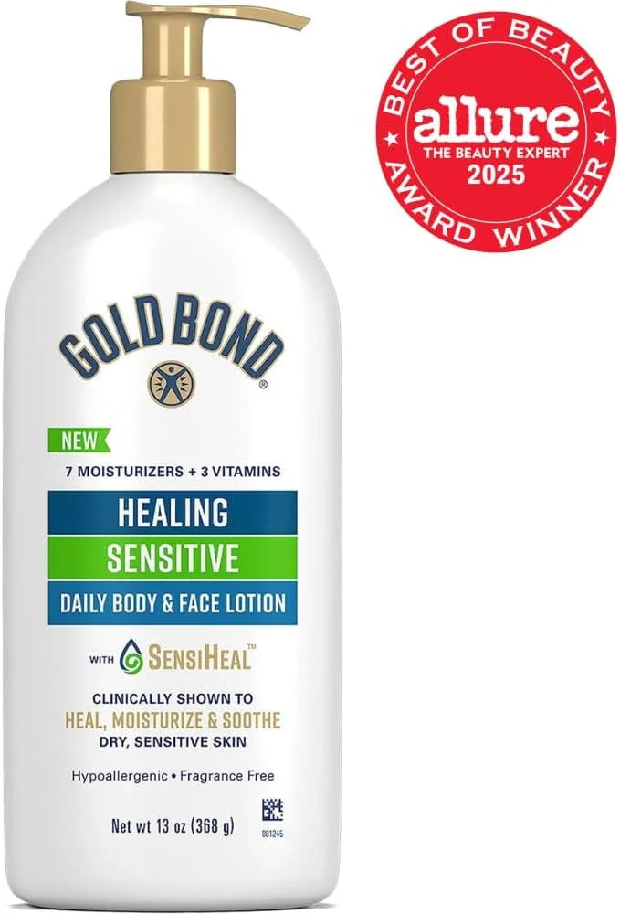 Gold Bond Healing Sensitive Daily Body & Face Lotion for Women & Men, 13 oz